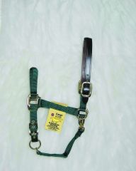 Adjustable Halter W/leather Head Poll - Dark Green - Small