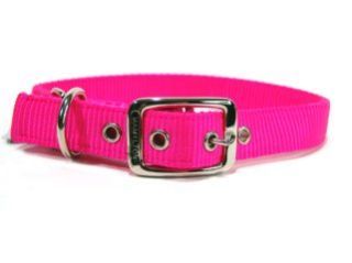 Deluxe Double Thick Nylon Collar - Hot Pink - 1" X 24"