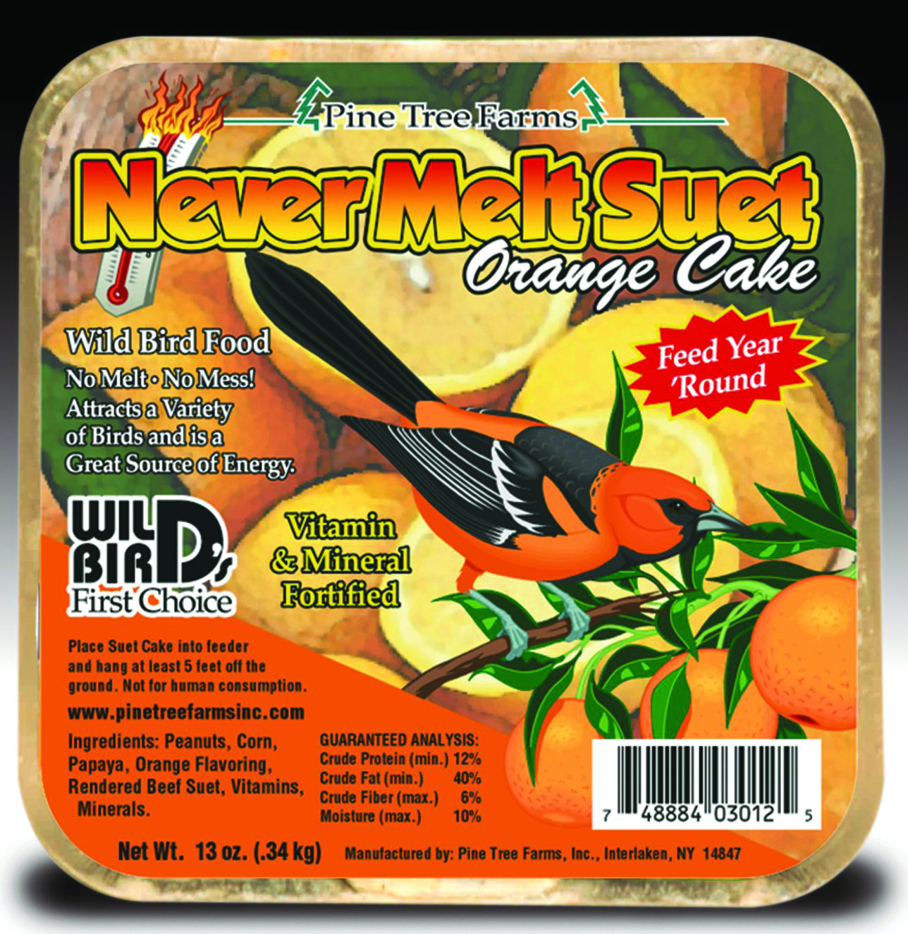 Never Melt Suet Orange Cake - 13 oz.