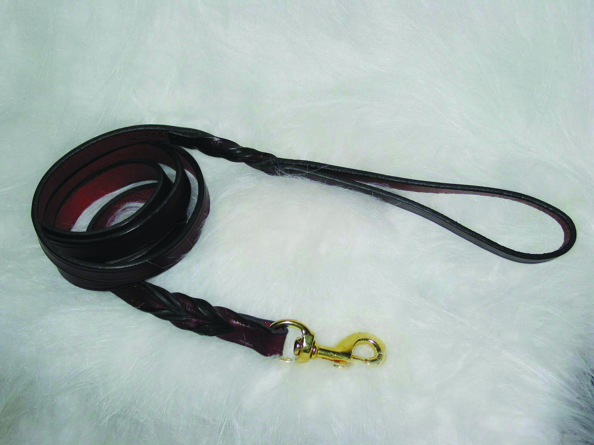 6' Medium Leather Leash - Burgundy