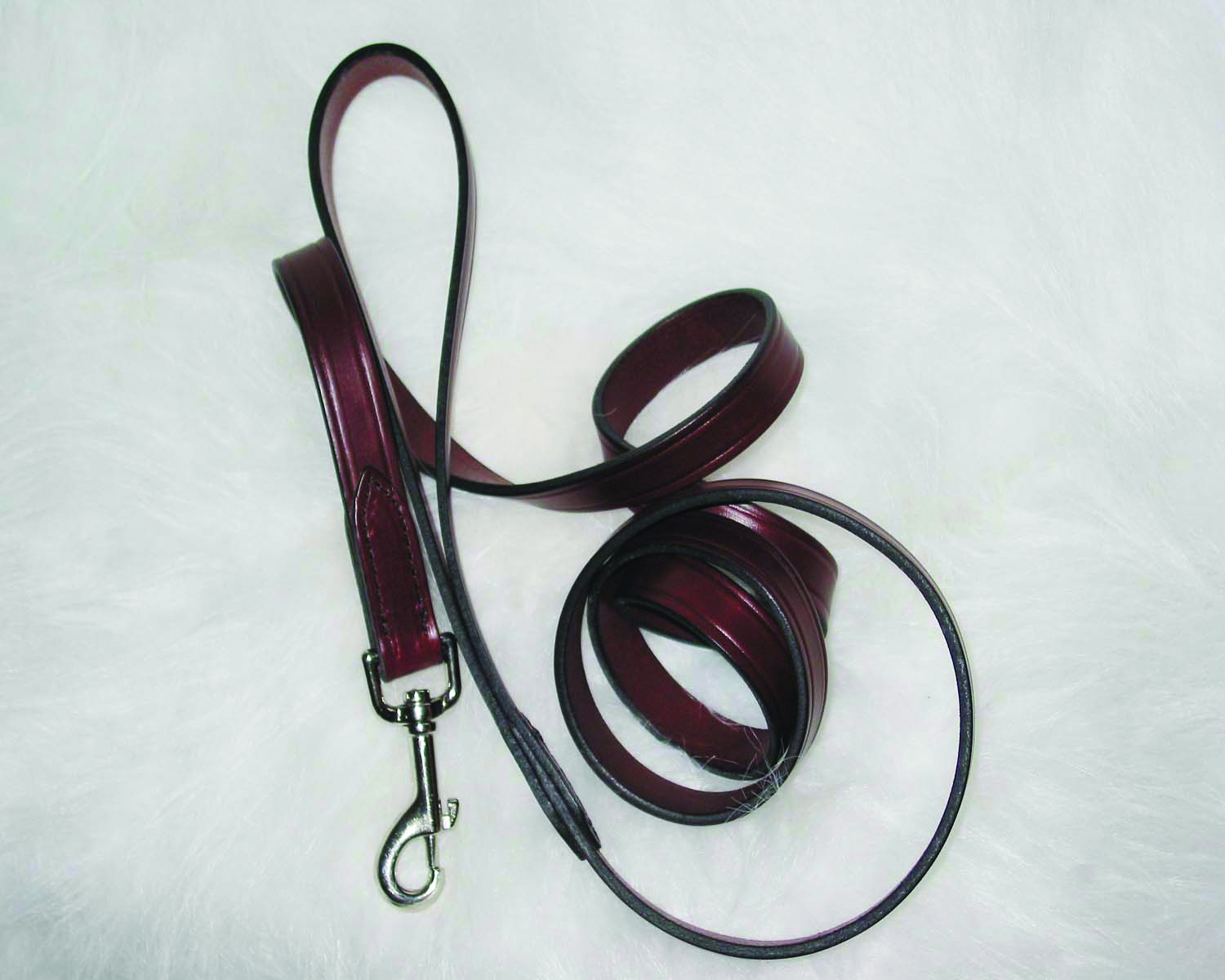 6' Heavy Leather Leash - Burgundy