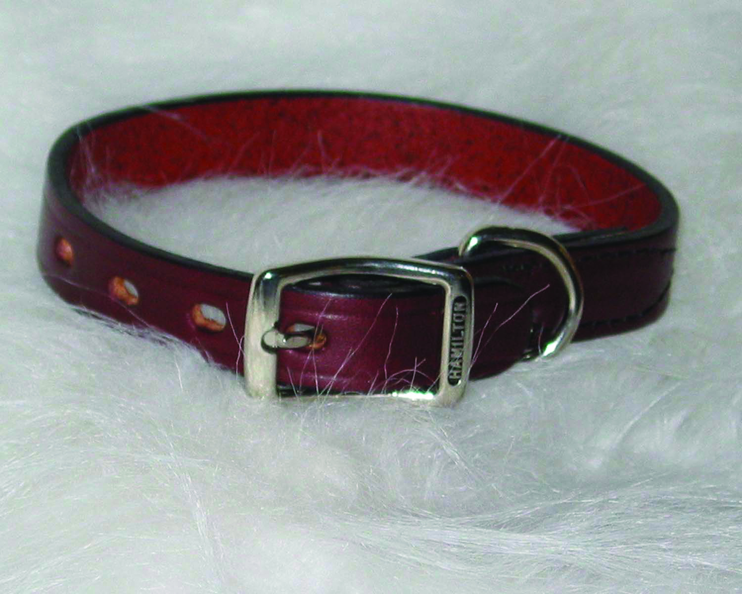 18" Creased Leather Collar - Burgundy