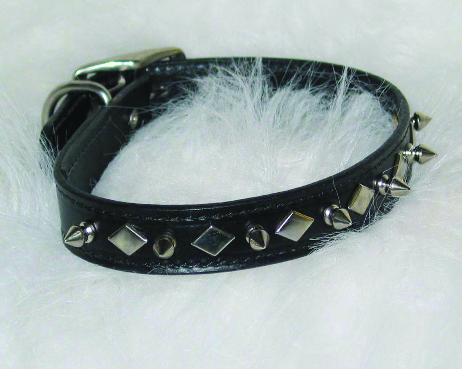 22" Spiked Leather Collar - Black