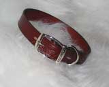 24" Creased Leather Collar - Burgundy