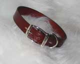 22" Creased Leather Collar - Burgundy