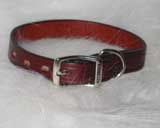 20" Creased Leather Collar - Burgundy