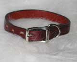 18" Creased Leather Collar - Burgundy