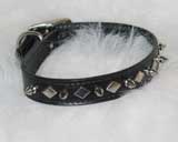 26" Spiked Leather Collar - Black