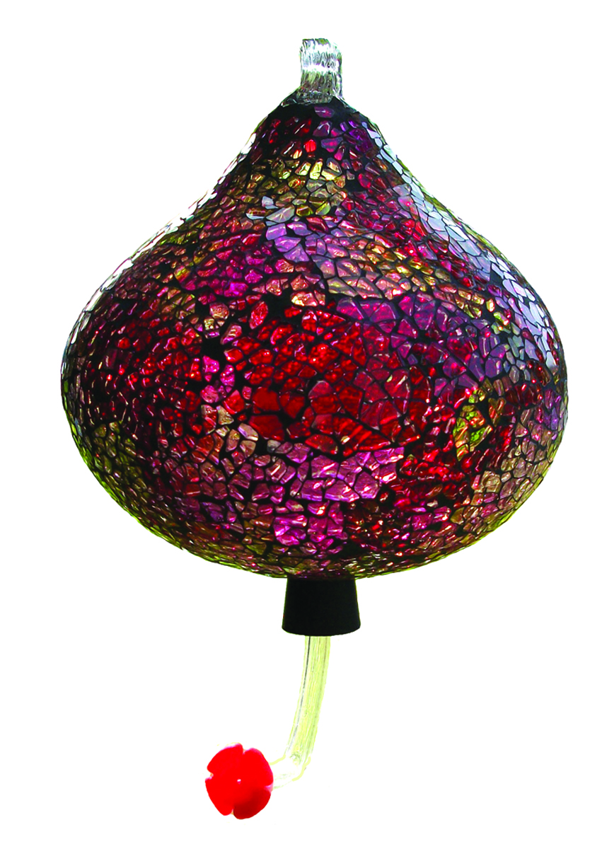 TEARDROP MOSAIC GLASS HUMMINGBIRD FEEDER