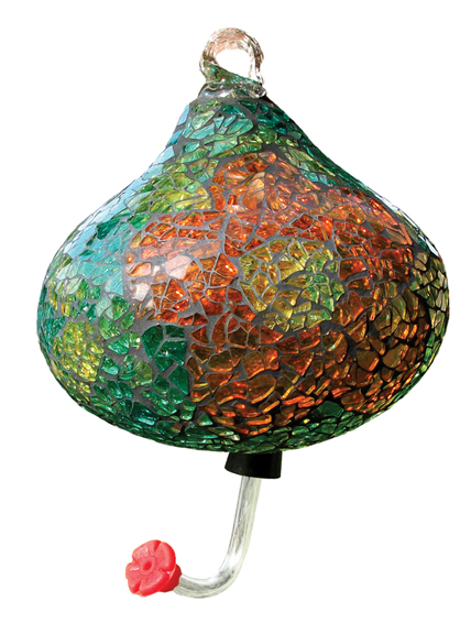 TEARDROP MOSAIC GLASS HUMMINGBIRD FEEDER