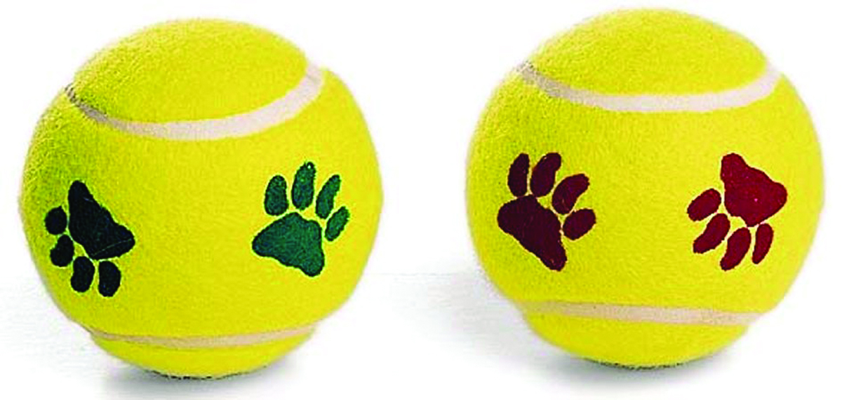 Ethical Dog Pawprint Tennis Ball - Dog Toy 2/Pk.