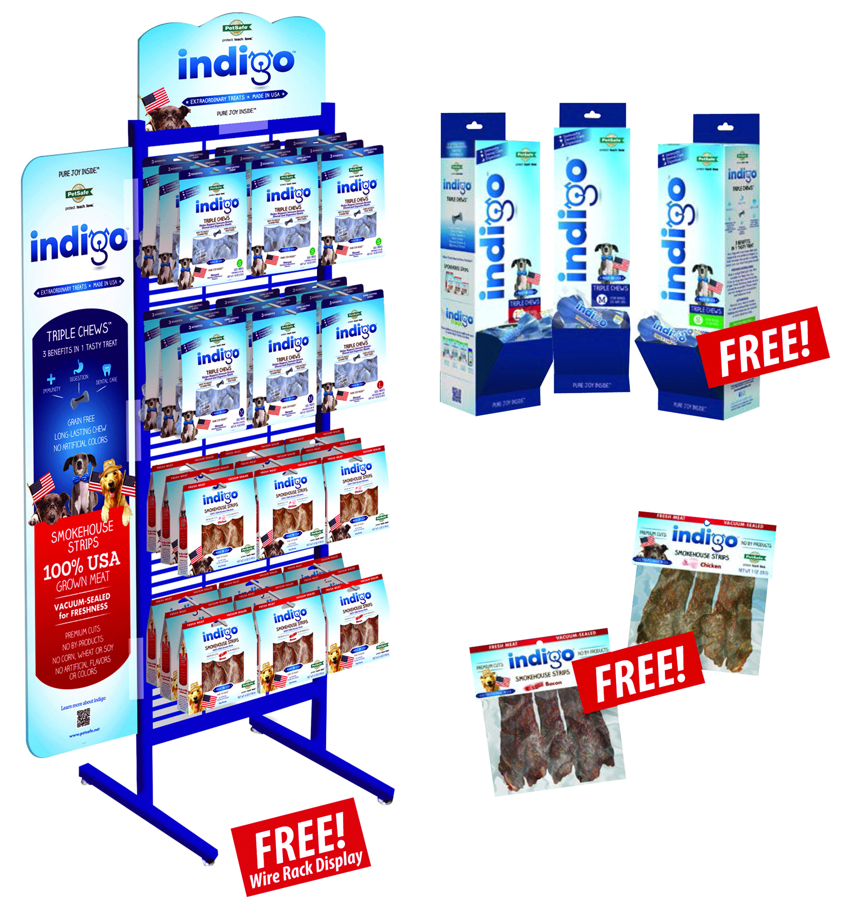 INDIGO SMOKEHOUSE STRIPS & TRIPLE CHEWS DOG TREATS