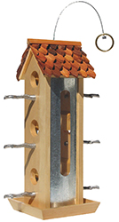 Tin Jay Wood Bird Feeder