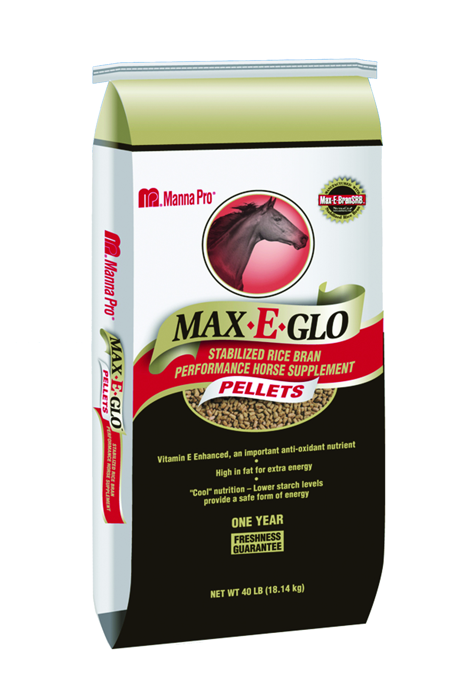 MAX-E-GLO RICE BRAN PELLET SUPPLEMENT FOR HORSES