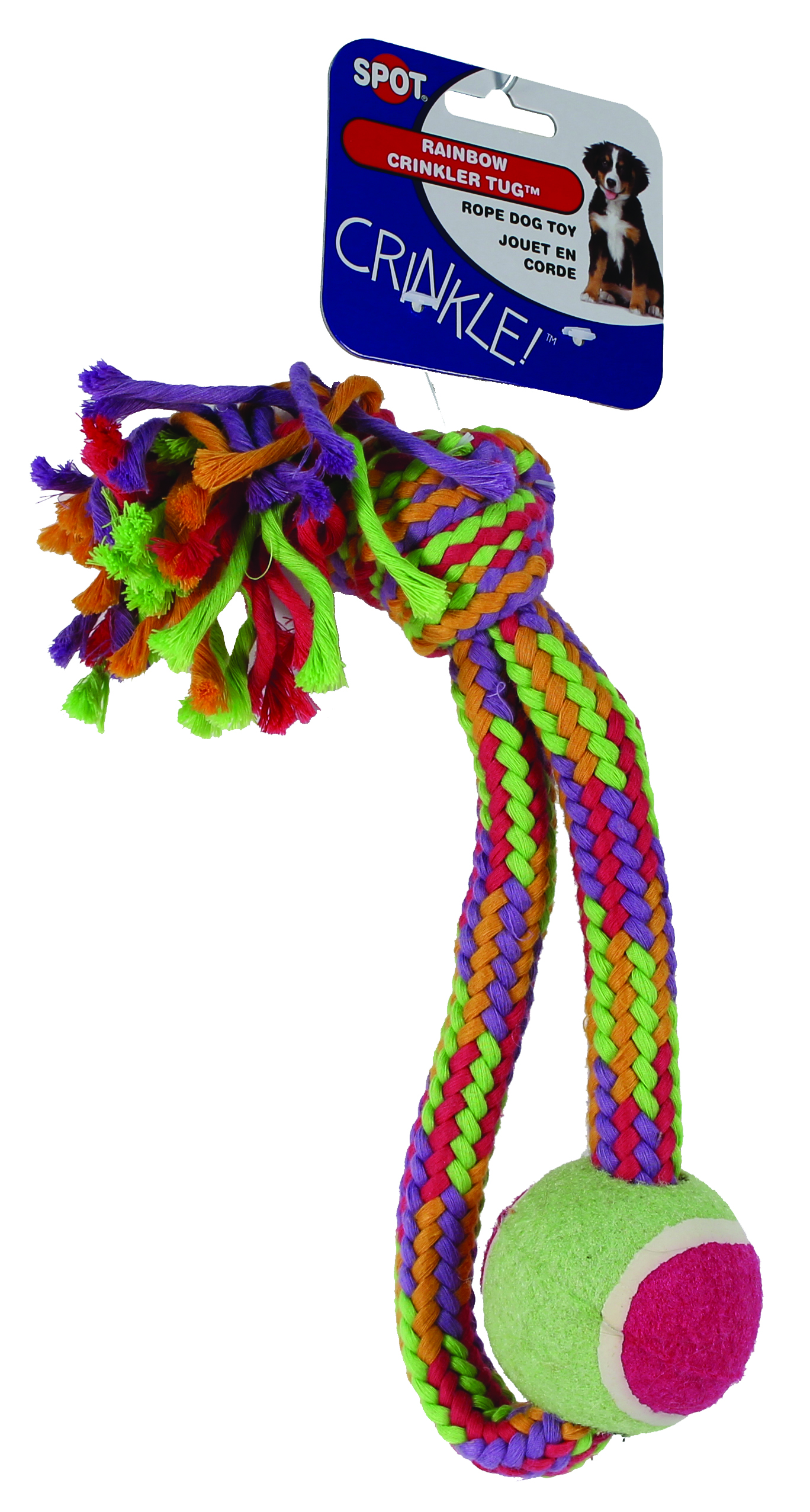 SPOT CRINKLER ROPE TENNIS BALL TUG