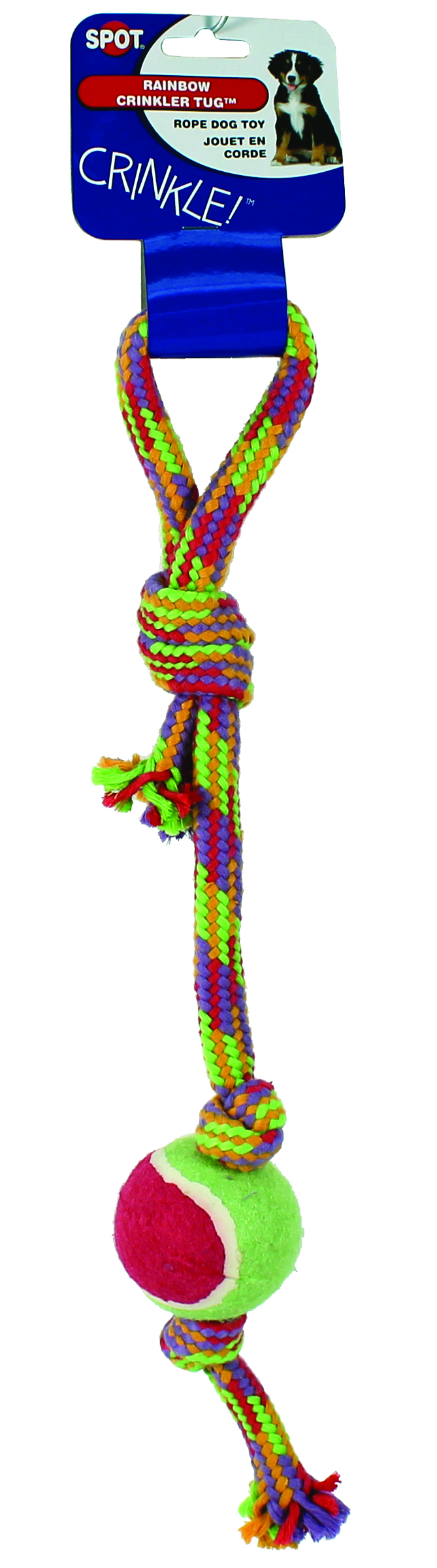 SPOT CRINKLER ROPE TUG WITH TENNIS BALL