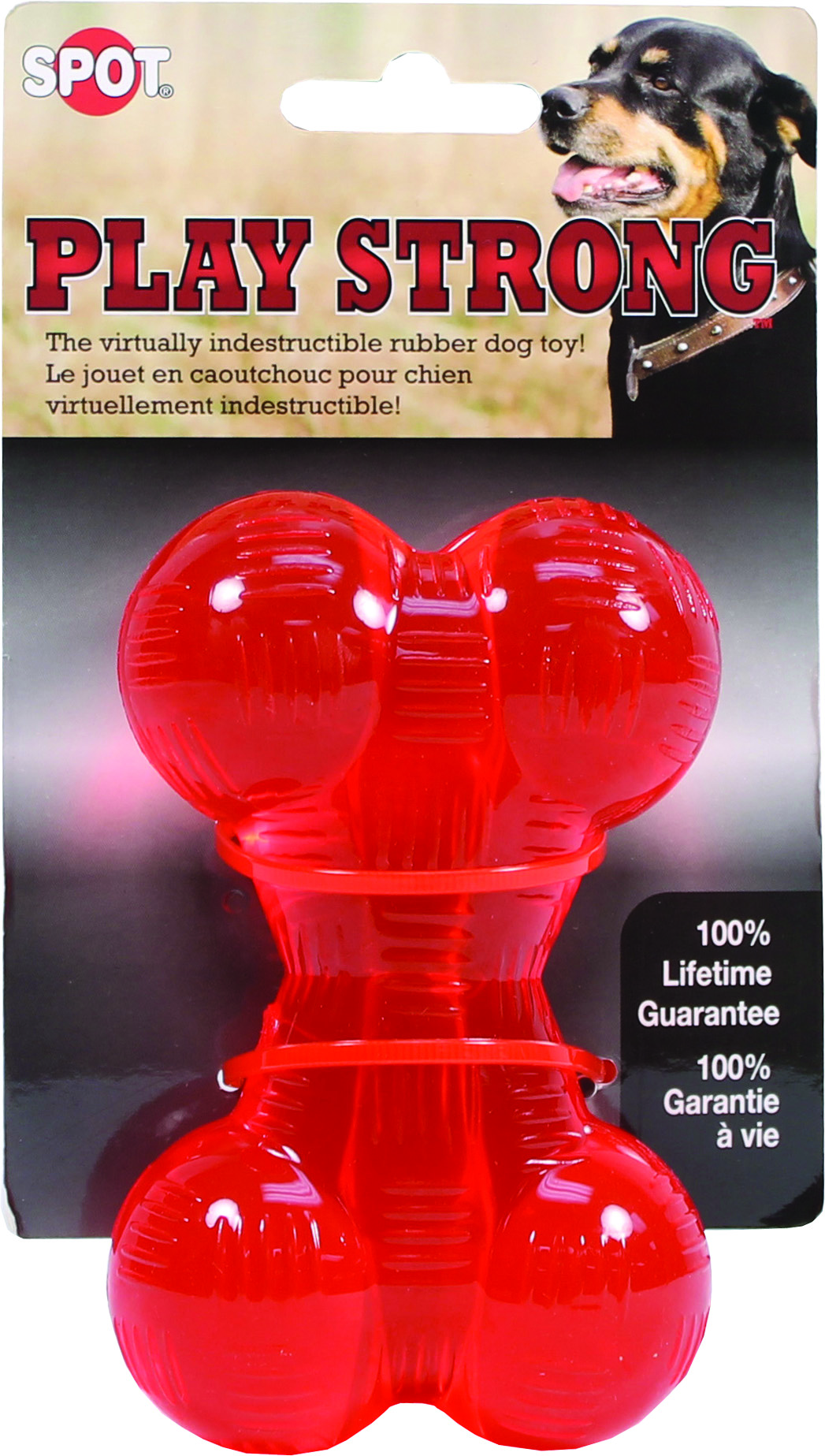 PLAY STRONG RUBBER BONE DOG TOY