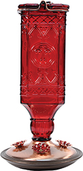 RED SQUARE ANTIQUE HUMMINGBIRD FEEDER