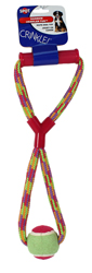 SPOT CRINKLER ROPE TUG WITH TENNIS BALL AND HANDLE