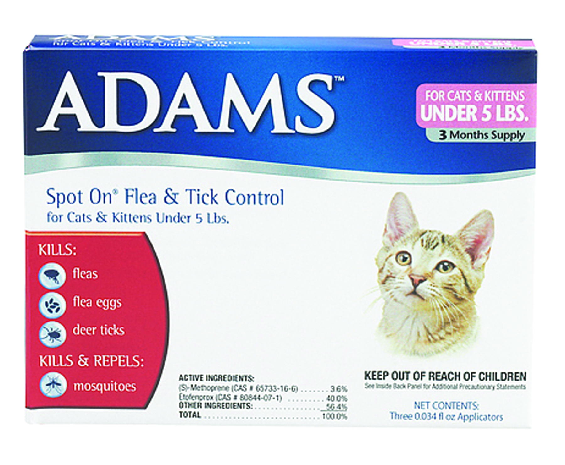 ADAMS FLEA & TICK SPOT ON FOR CATS AND KITTENS