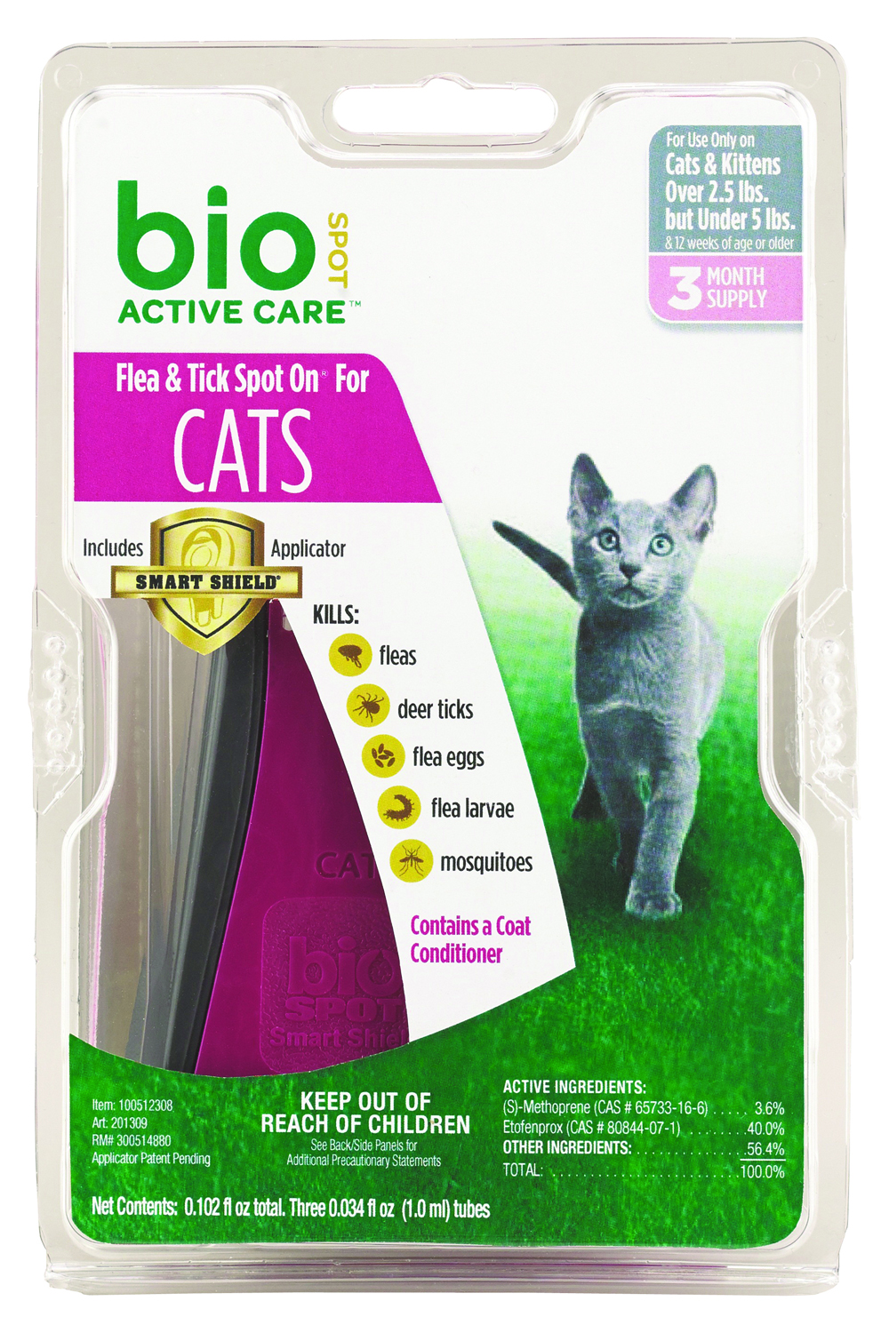 BIO SPOT ACTIVE CARE FLEA&TICK SPOT CAT WITH APPL