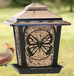 HOPPER STYLE BIRD FEEDER WITH BUTTEFLY DESIGN